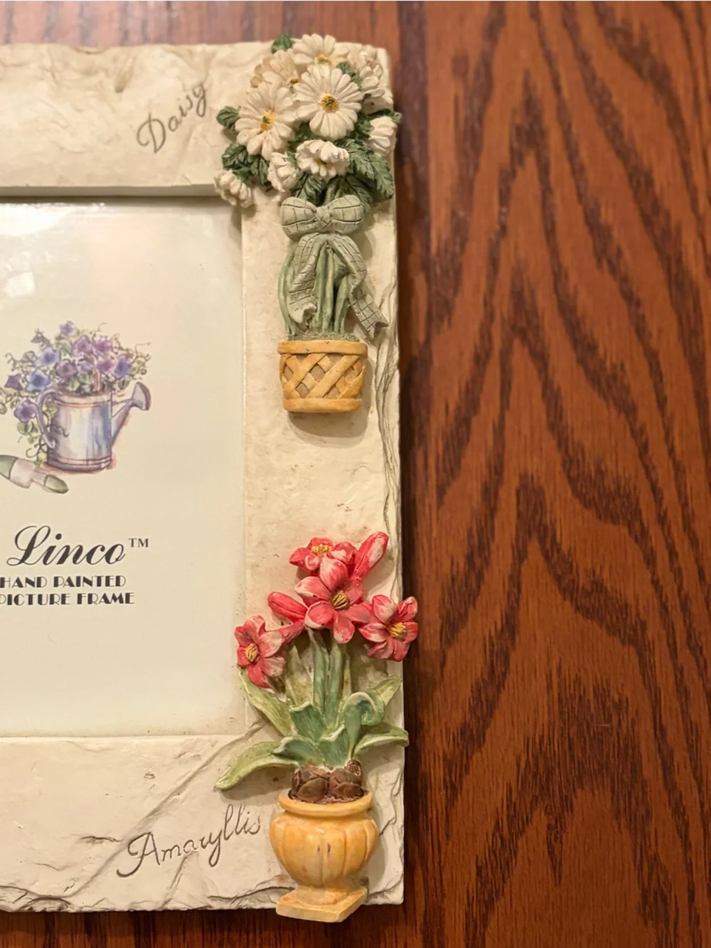 Floral Hand Painted Ceramic Photo Frame in Cream